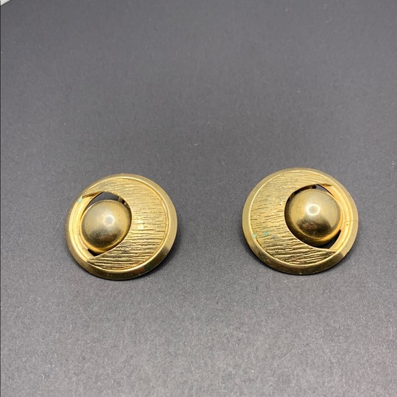 Vintage Alice Gold Tone Clip on Earrings Mid Century Moon Celestial LOOK READ - Picture 1 of 6